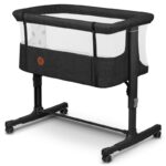 Pătuț co-sleeper 3 în 1 cu sistem de legănare, saltea și geantă inclusă, reglabil pe înălțime, Lionelo, Aurora, Dark Grey