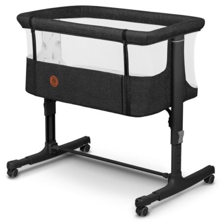 Pătuț co-sleeper 3 în 1 cu sistem de legănare, saltea și geantă inclusă, reglabil pe înălțime, Lionelo, Aurora, Dark Grey