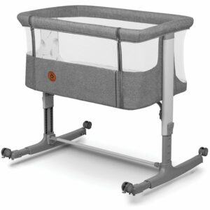 Pătuț co-sleeper 3 în 1 cu sistem de legănare, saltea și geantă inclusă, reglabil pe înălțime, Lionelo, Aurora, Gri