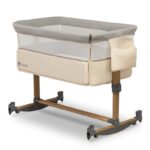 Pătuț co-sleeper cu sistem de legănare, reglabil pe înălțime, Lionelo, Leonie, Beige Sand
