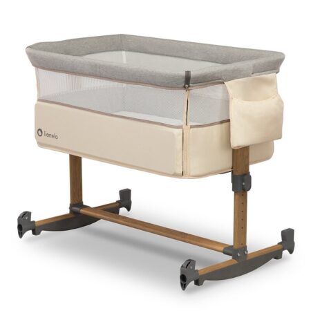Pătuț co-sleeper cu sistem de legănare, reglabil pe înălțime, Lionelo, Leonie, Beige Sand