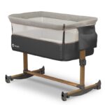 Pătuț co-sleeper cu sistem de legănare, reglabil pe înălțime, Lionelo, Leonie, Grey Stone