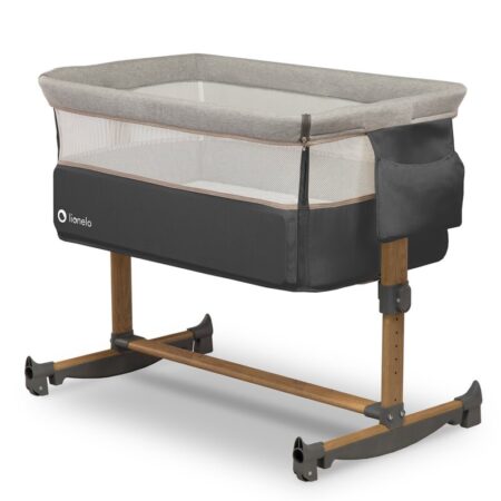 Pătuț co-sleeper cu sistem de legănare, reglabil pe înălțime, Lionelo, Leonie, Grey Stone