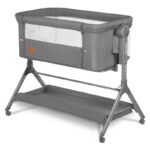 Pătuț co-sleeper pliabil, cu sistem de legănare, reglabil pe înălțime, Lionelo, Leonie, Plus, Gri