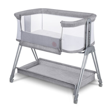 Pat co-sleeper 2 în 1, Laterala culisantă, Lionelo, Luna Gri deschis
