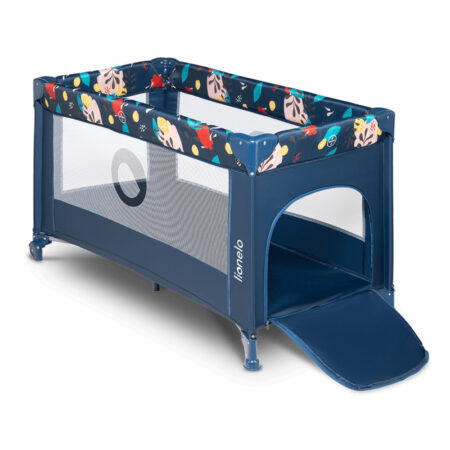Pat pliabil, Cu 1 nivel, Intrare laterală, 120x60 cm, Lionelo, Stefi Albastru Navy