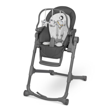 Scaun de masă multifuncțional cu bară de jucării, Cora Plus, Lionelo, Gri