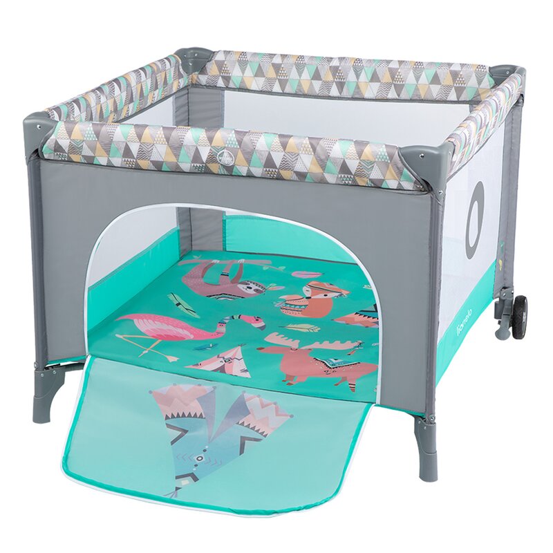 Țarc de joacă copii, 100 x 100 cm, Lionelo, Lene, Turcoaz Scandi - Image 4