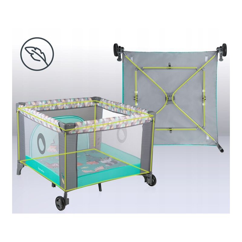 Țarc de joacă copii, 100 x 100 cm, Lionelo, Lene, Turcoaz Scandi - Image 10