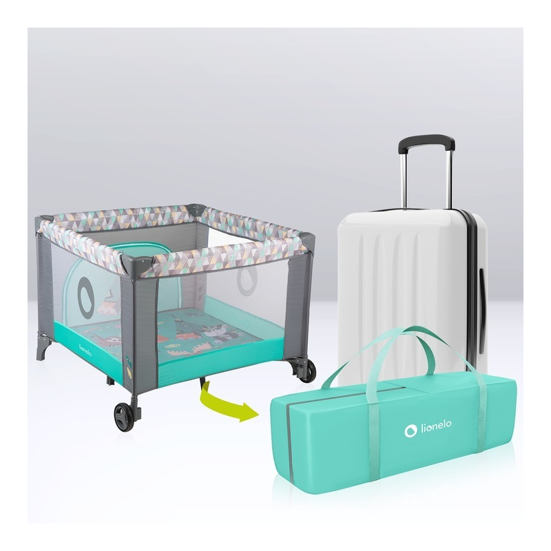 Țarc de joacă copii, 100 x 100 cm, Lionelo, Lene, Turcoaz Scandi - Image 12