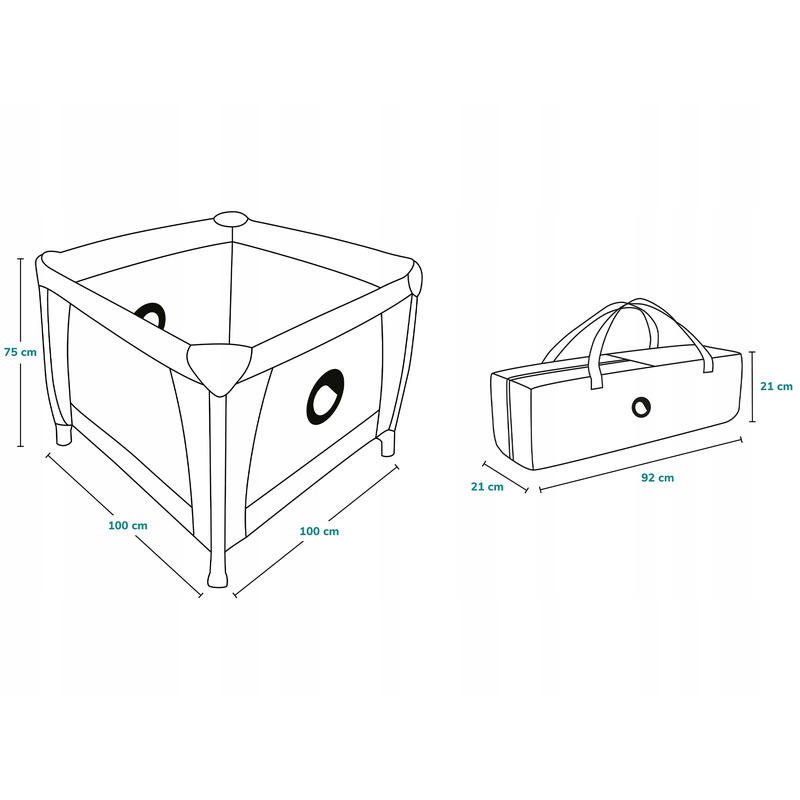 Țarc de joacă copii, 100 x 100 cm, Lionelo, Lene, Turcoaz Scandi - Image 13
