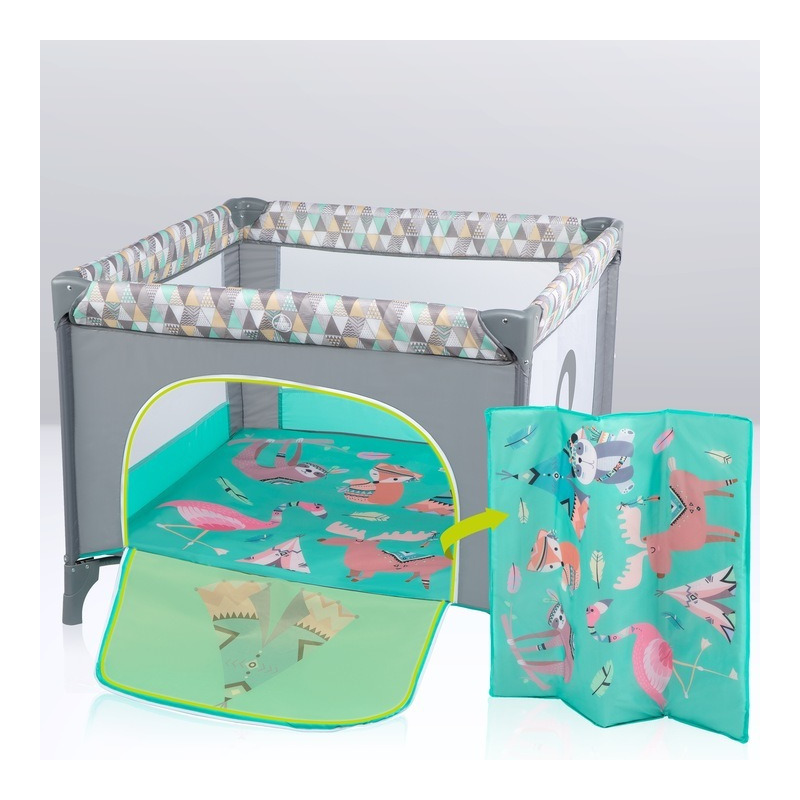 Țarc de joacă copii, 100 x 100 cm, Lionelo, Lene, Turcoaz Scandi - Image 5