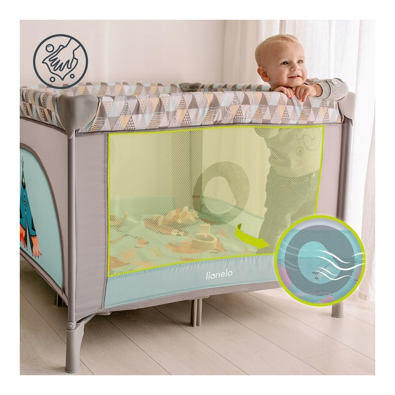 Țarc de joacă copii, 100 x 100 cm, Lionelo, Lene, Turcoaz Scandi - Image 14