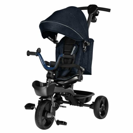 Tricicletă copii pliabil cu scaun reversibil, rotire 360 grade, suport de picioare, control al direcției, Kori, Lionelo, Kori, Blue Navy