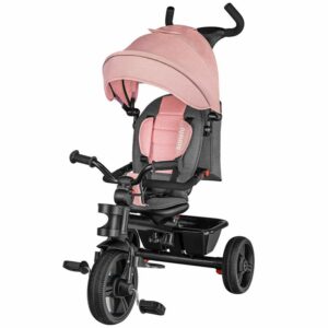 Tricicletă copii pliabilă cu scaun reversibil, control al direcției, rotire 360 grade, Haari, Lionelo, Bubblegum