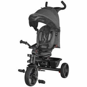 Tricicletă pliabilă copii cu scaun reversibil, rotire 360 grade, control al direcției, Lionelo, Haari, Gri