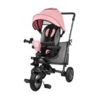 Tricicletă copii pliabilă cu suport picioare, control al direcției, scaun reversibil, rotire 360 grade, Tris, Lionelo, Roz/Gri