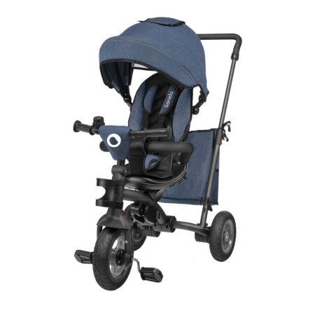 Tricicletă copii pliabilă cu suport picioare, control al direcției, scaun reversibil, rotire 360 grade, Tris, Lionelo, Albastru