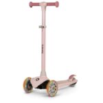 Trotinetă pliabilă cu lumini LED, până la 50 kg, 56 x 26 x 67-82 cm, 3 ani+, Lionelo, Jessy, Roz
