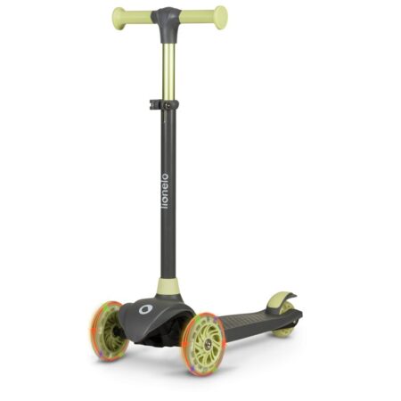 Trotinetă pliabilă cu lumini LED, până la 50 kg, 56 x 26 x 67-82 cm, 3 ani+, Lionelo, Jessy, Verde