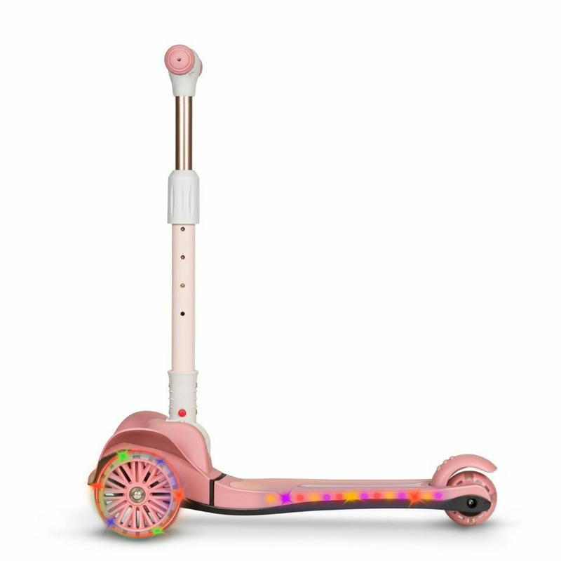 Trotinetă pliabilă cu lumini LED, până la 50 Kg, 3 ani+, Lionelo, Timy, Roz - Image 3