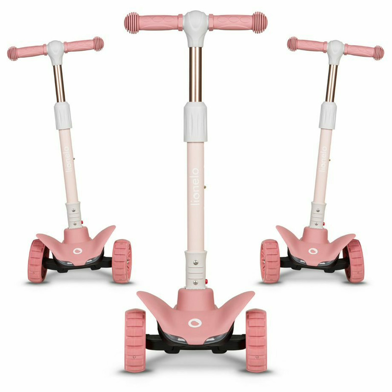 Trotinetă pliabilă cu lumini LED, până la 50 Kg, 3 ani+, Lionelo, Timy, Roz - Image 16
