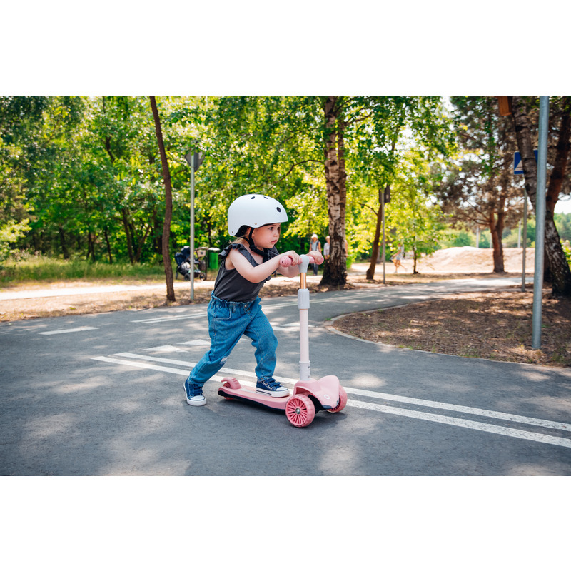Trotinetă pliabilă cu lumini LED, până la 50 Kg, 3 ani+, Lionelo, Timy, Roz - Image 19