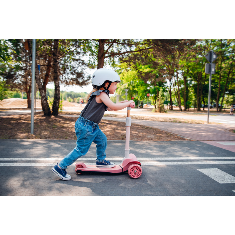 Trotinetă pliabilă cu lumini LED, până la 50 Kg, 3 ani+, Lionelo, Timy, Roz - Image 17