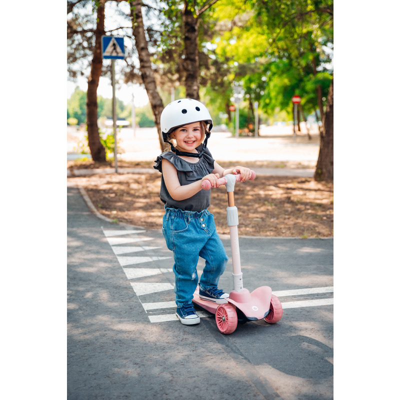 Trotinetă pliabilă cu lumini LED, până la 50 Kg, 3 ani+, Lionelo, Timy, Roz - Image 18
