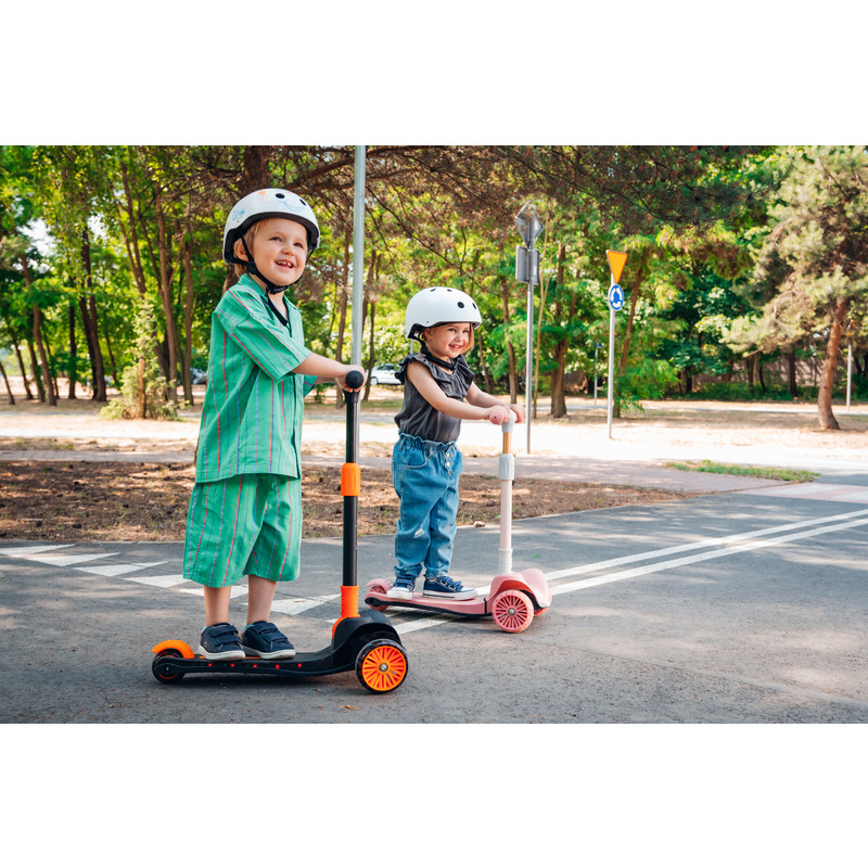 Trotinetă pliabilă cu lumini LED, până la 50 Kg, 3 ani+, Lionelo, Timy, Roz - Image 20