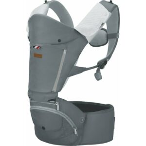 Marsupiu bebe 6 în 1 cu scăunel, 3,5 - 15 kg, FreeON, Easy Mode, Grey