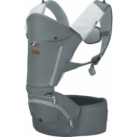 Marsupiu bebe 6 în 1 cu scăunel, 3,5 - 15 kg, FreeON, Easy Mode, Grey