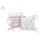 Apărătoare cu 6 pernuțe pentru pătuț 120 x 60 cm, Fermoar și husă lavabilă, Minky și bumbac, MimiNu, Baby Shower Pink