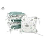 Apărătoare cu 6 pernuțe pentru pătuț 120 x 60 cm, Fermoar și husă lavabilă, Minky și bumbac, MimiNu, Forest Friends Mint