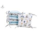 Apărătoare cu 6 pernuțe pentru pătuț 120 x 60 cm, Fermoar și husă lavabilă, Minky și bumbac, MimiNu, Parachutes Blue