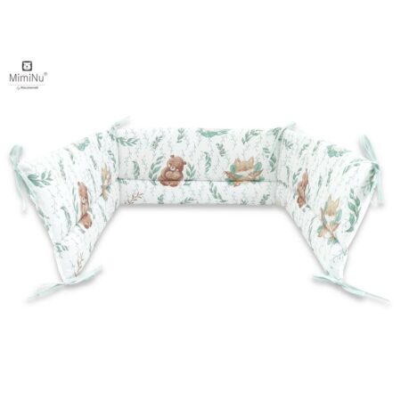 Apărătoare laterale pentru pătuț cu panglici, 180 x 30 cm, Bumbac, Lulu Natural