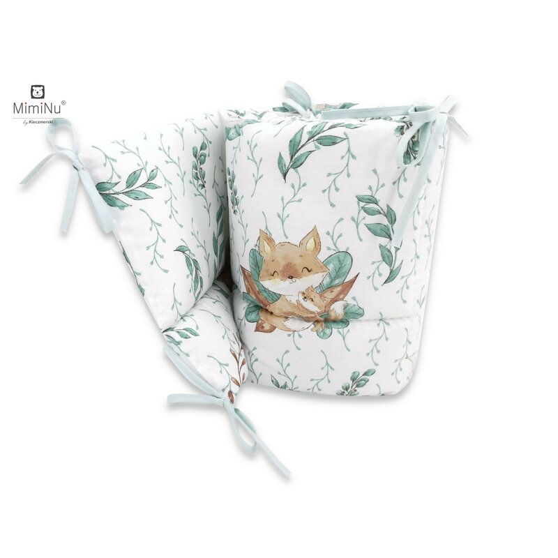 Apărătoare laterale pentru pătuț cu panglici, 180 x 30 cm, Bumbac, Lulu Natural - Image 3