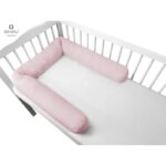 Apărătoare pătuț, tip rulou, din bumbac, 180 cm, MimiNu, Colectia Royal, Powder Pink