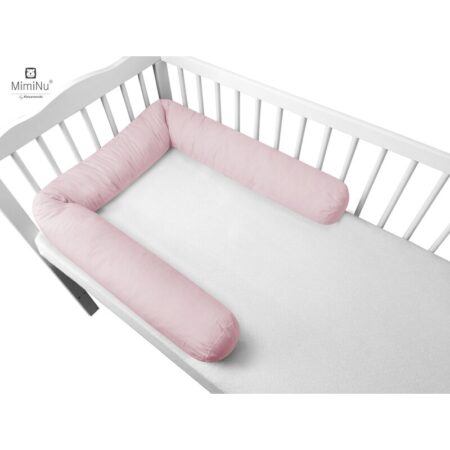 Apărătoare pătuț, tip rulou, din bumbac, 180 cm, MimiNu, Colectia Royal, Powder Pink