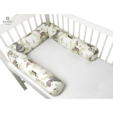 Apărătoare pentru pătuț tip rulou, Bumbac, MimiNu, Design, Calm Forest Natural
