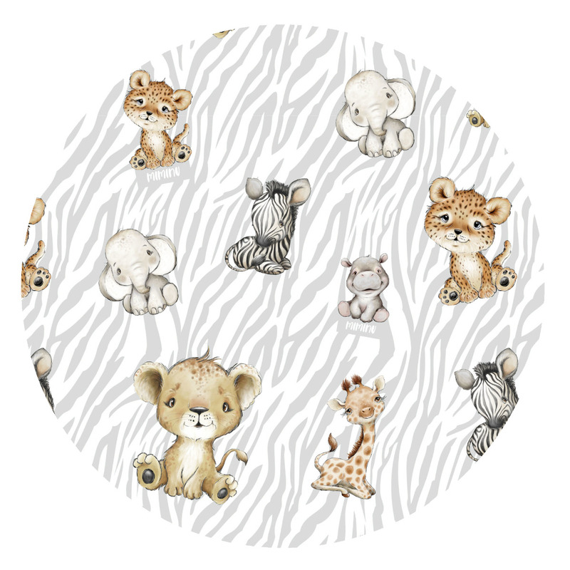 Apărătoare pentru pătuț tip rulou, Bumbac, MimiNu, Safari Natural - Image 2