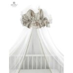 Baldachin mare din tull cu fundă din bumbac, Dimensiune 400x170 cm, MimiNu, Calm Forest Beige