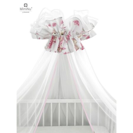 Baldachin mare din tull cu fundă din bumbac, Dimensiune 400x170 cm, MimiNu, Pink Ballerina