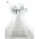 Baldachin mare din tull cu fundă din bumbac, Dimensiune 400x170 cm, MimiNu, Dino Granat