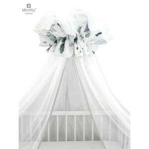 Baldachin mare din tull cu fundă din bumbac, Dimensiune 400x170 cm, MimiNu, Dino Granat