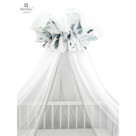 Baldachin mare din tull cu fundă din bumbac, Dimensiune 400x170 cm, MimiNu, Dino Granat