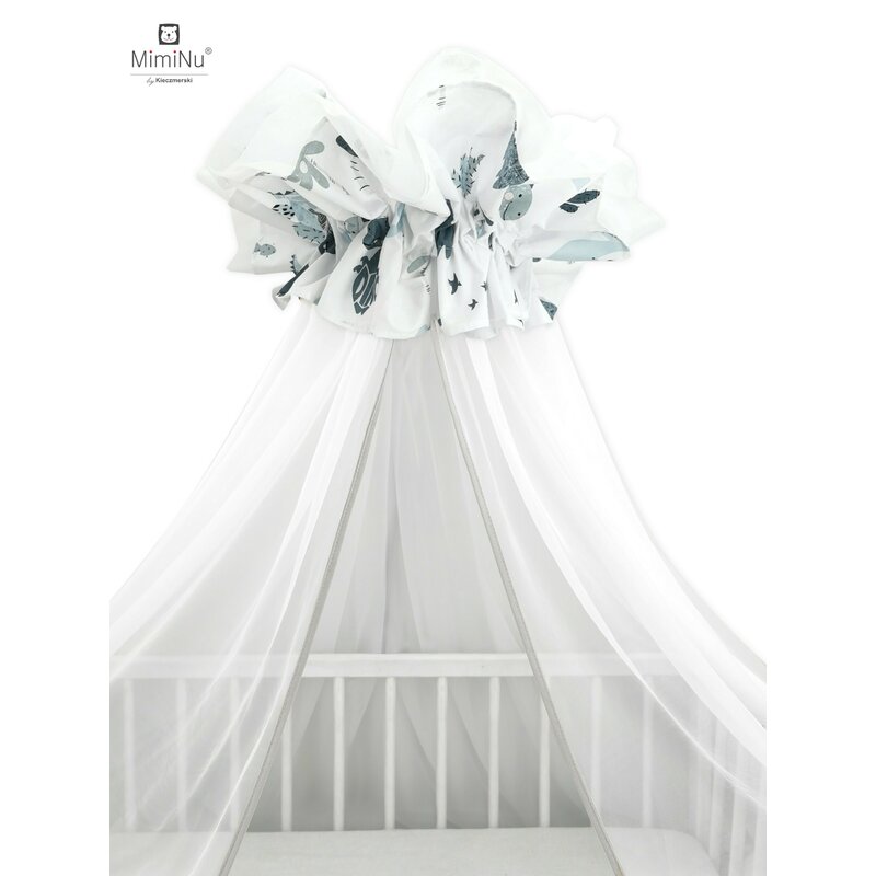 Baldachin mare din tull cu fundă din bumbac, Dimensiune 400x170 cm, MimiNu, Dino Granat