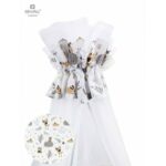 Baldachin mare din tull cu fundă din bumbac, Dimensiune 400x170 cm, MimiNu, Forest Friends Beige
