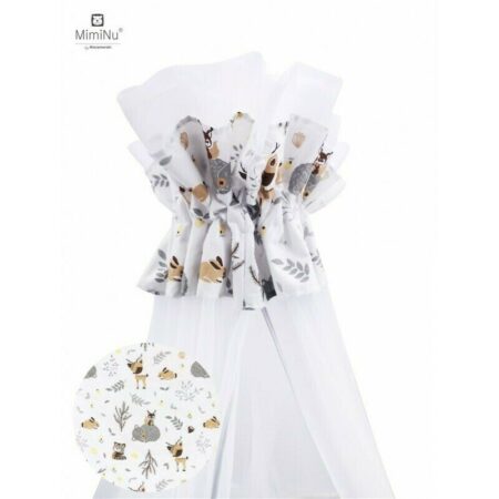 Baldachin mare din tull cu fundă din bumbac, Dimensiune 400x170 cm, MimiNu, Forest Friends Beige