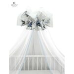 Baldachin mare din tull cu fundă din bumbac, Dimensiune 400x170 cm, MimiNu, Old Road Blue